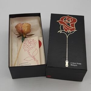 Vintage Real Rose Stick Pin Brooch Chrystalle Flower Real Rose Jewelry NOS